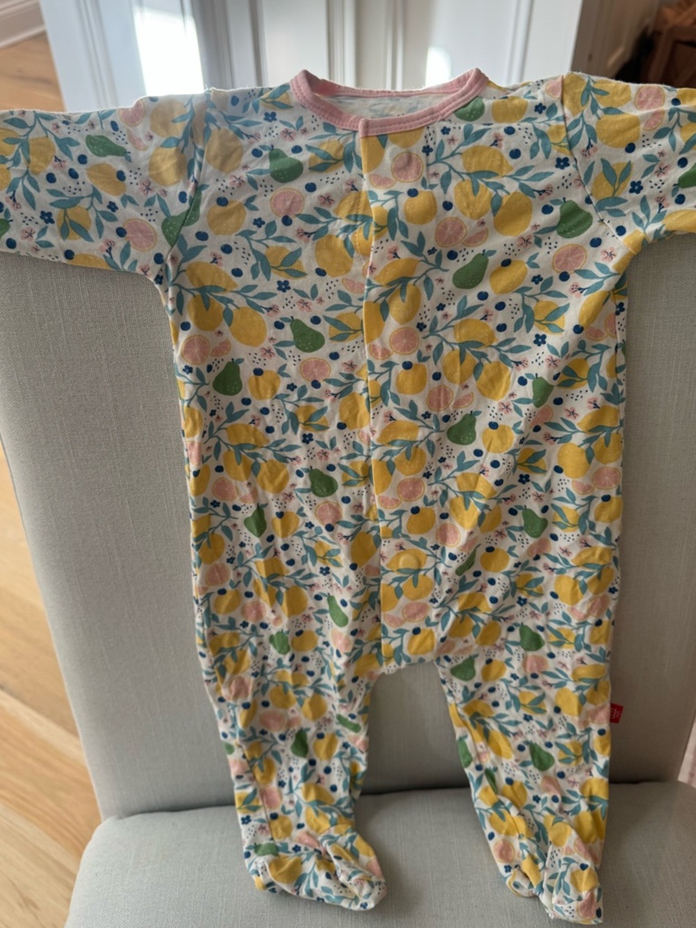 Magnetic Me Lemon & Floral Footed One-Piece - Yellow, Pink, Green, Blue